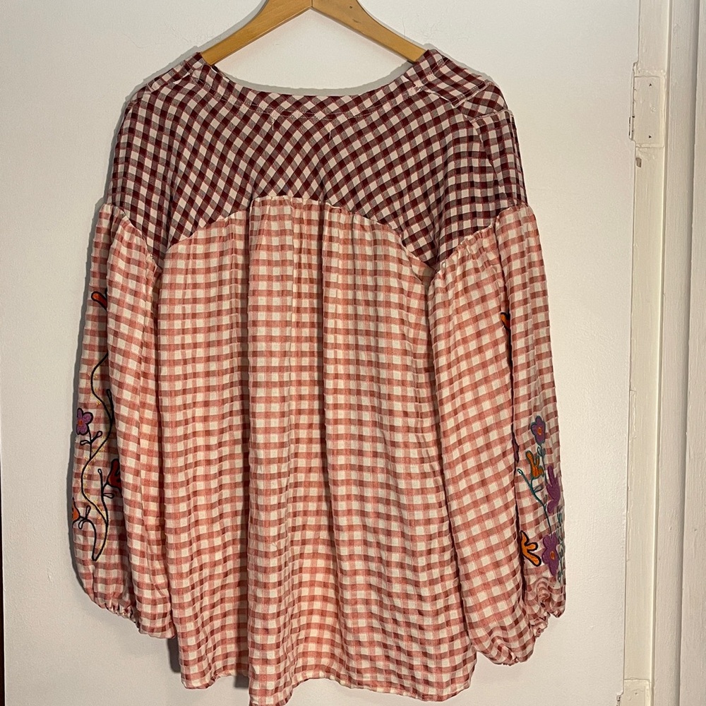 Three Bird Nest Bohemela Patchwork Gingham Long-S… - image 5